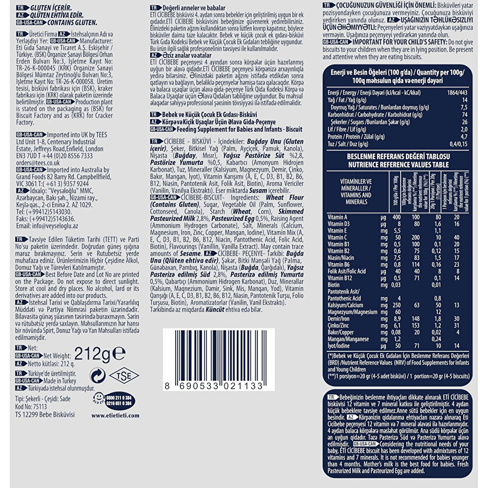 Cicibebe Bebek Bisküvisi 212 gr