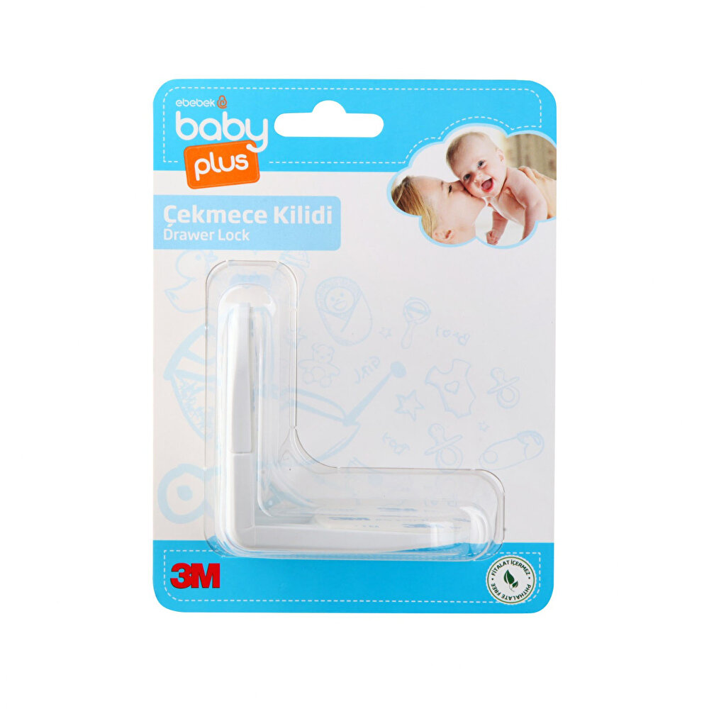 Çift Düğmeli Bebek Çekmece Kilidi Beyaz