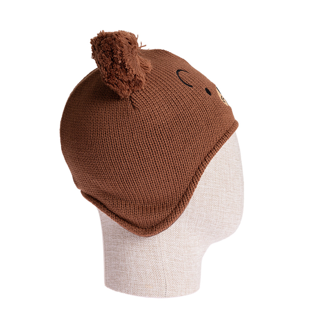 Çift Ponponlu Hayvan Figür Nakışlı Unisex Triko Bere Unisex