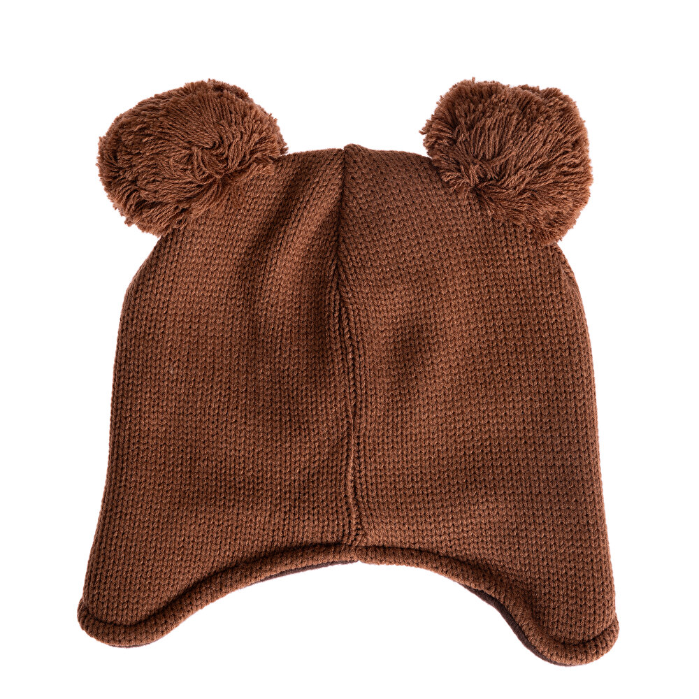 Çift Ponponlu Hayvan Figür Nakışlı Unisex Triko Bere Unisex