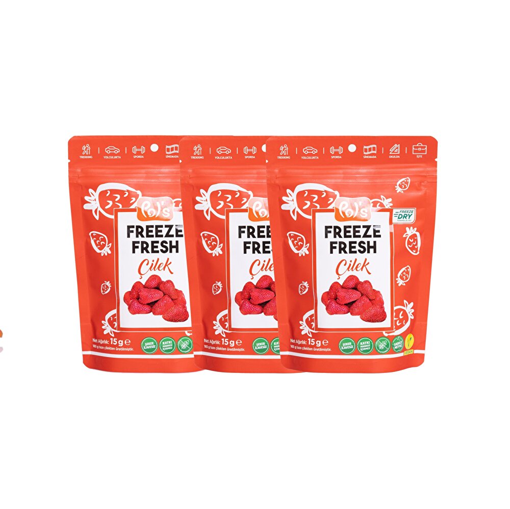 Çilek Paketi 3'lü Freeze Fresh Çilek 15x3 gr