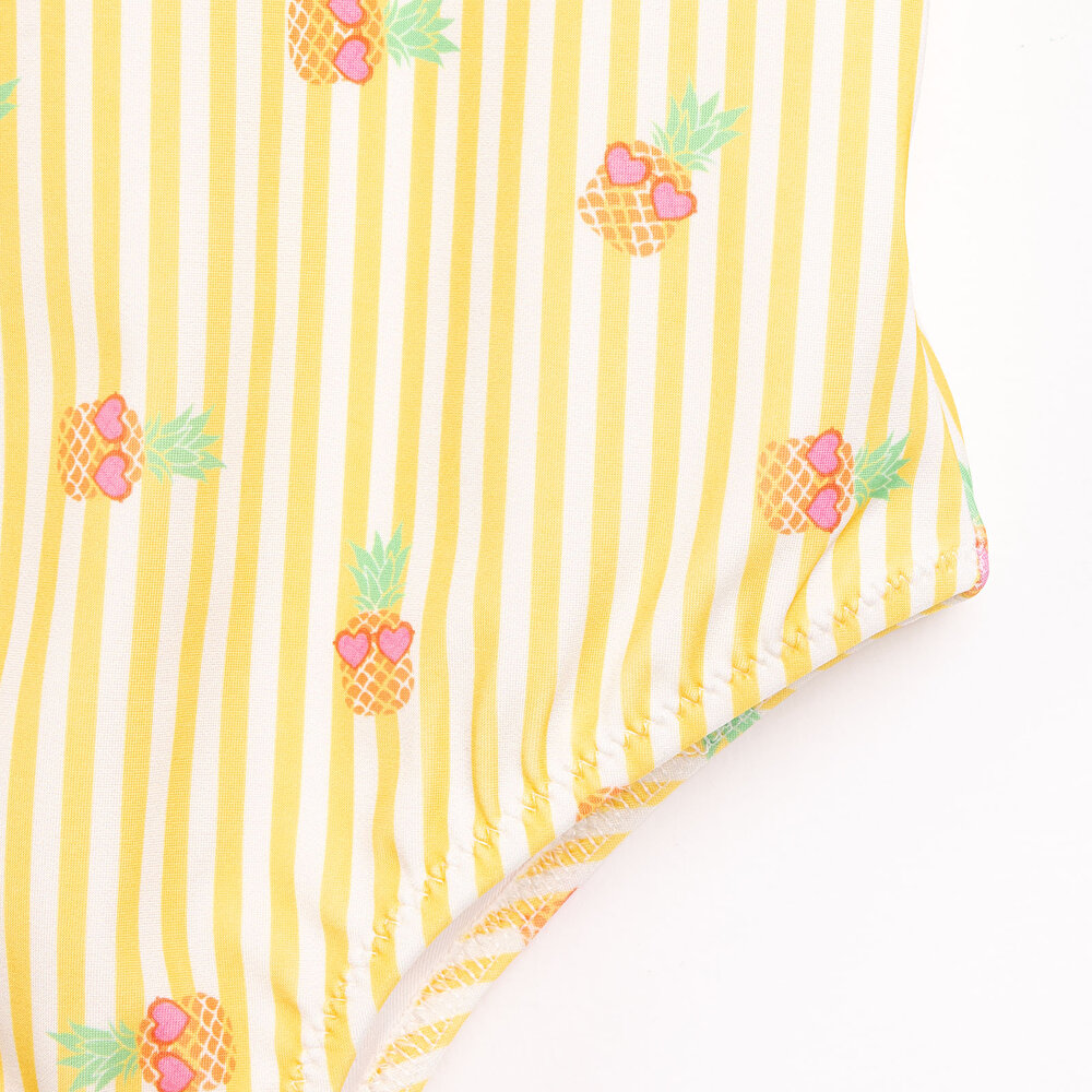 Çizgili Ananas Desenli Mayo Kız Bebek