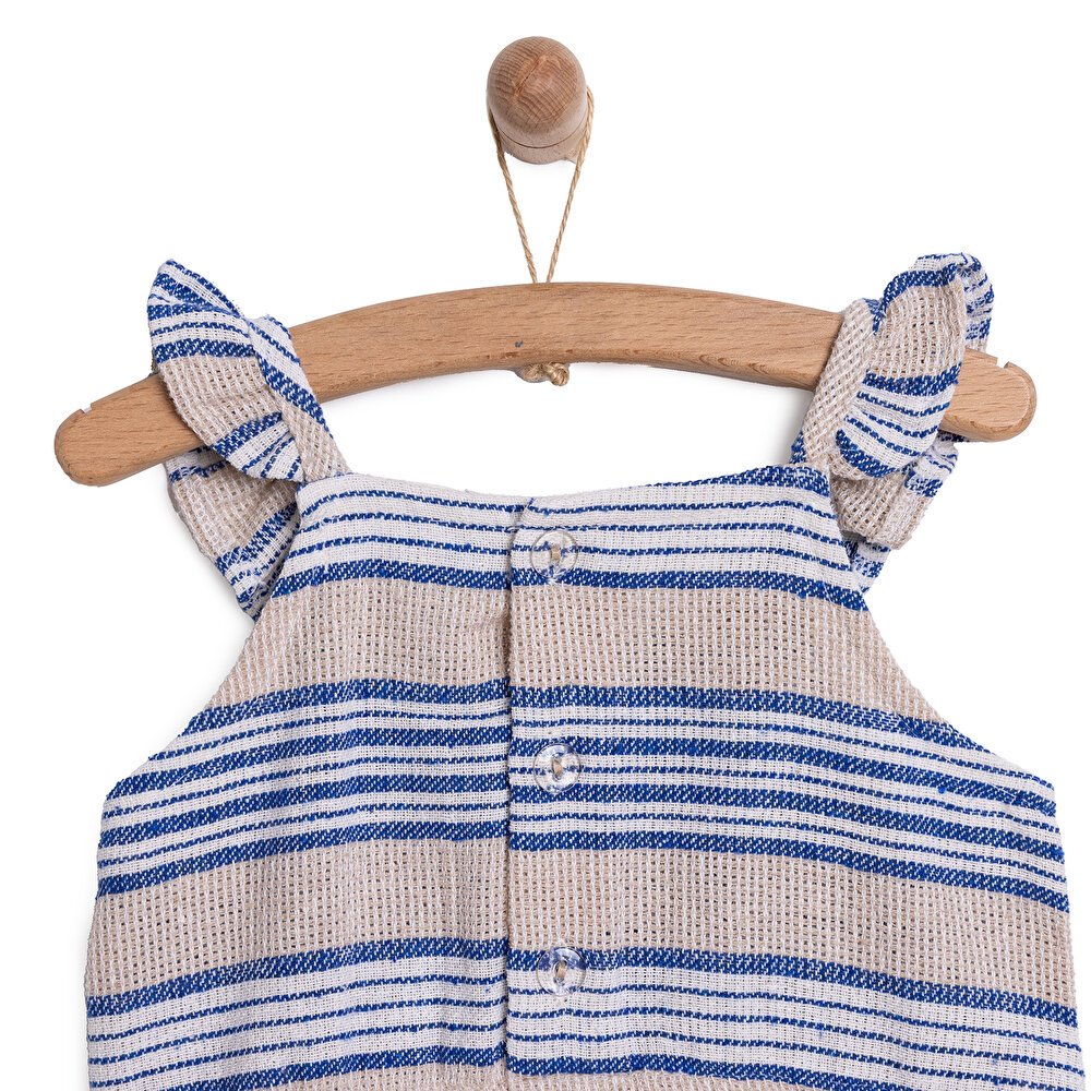 Çizgili Brode Patiksiz Tulum Kız Bebek