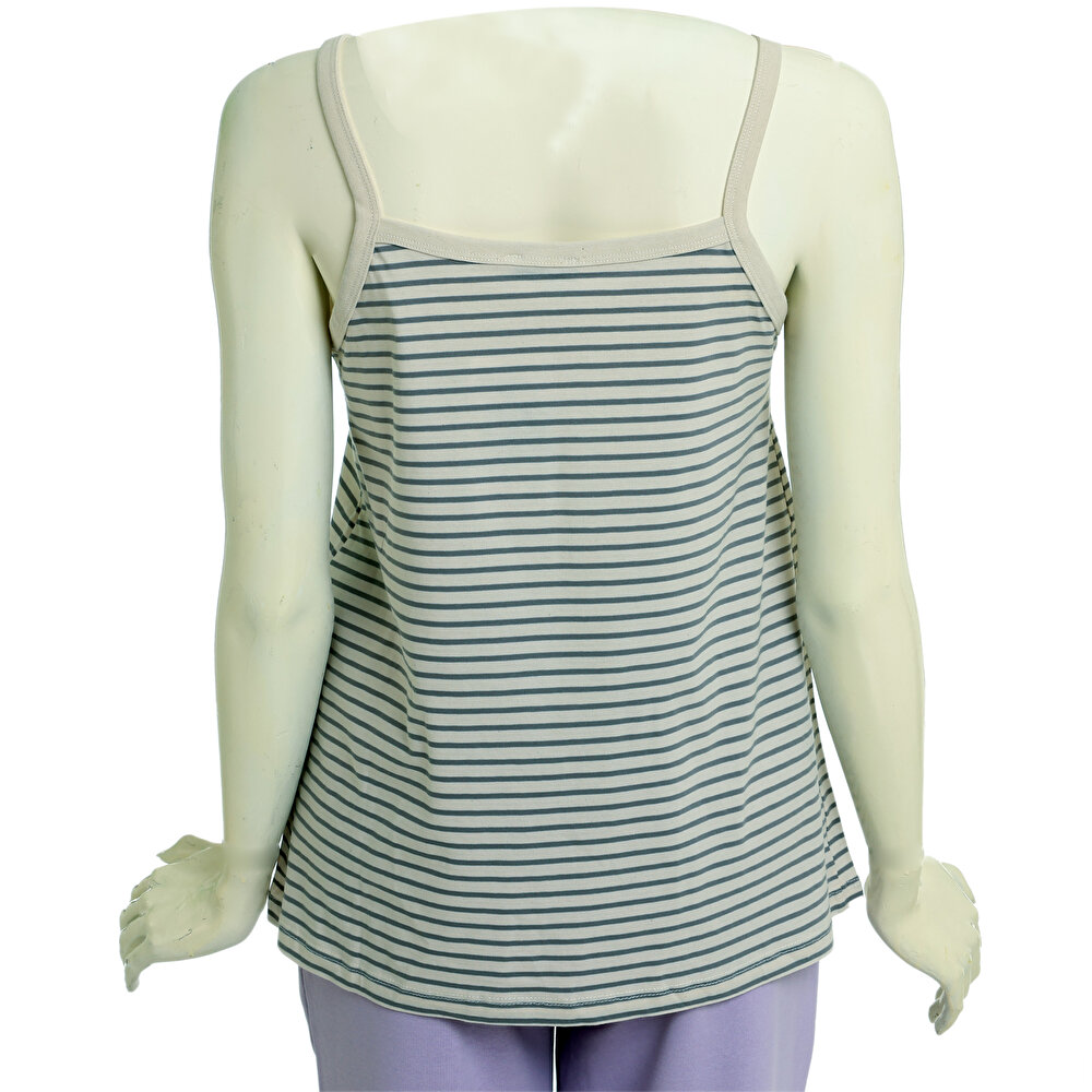 Çizgili İp Askılı Hamile Tshirt