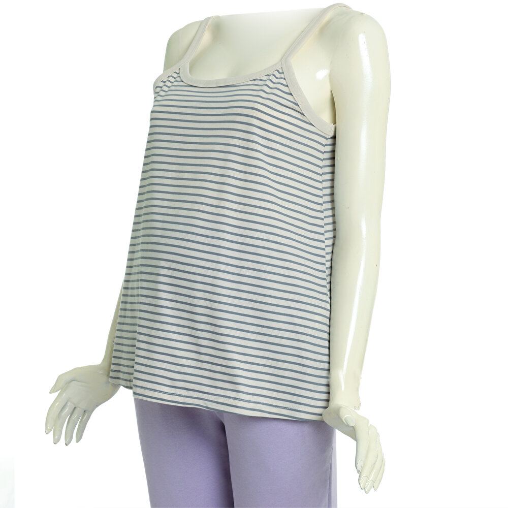 Çizgili İp Askılı Hamile Tshirt