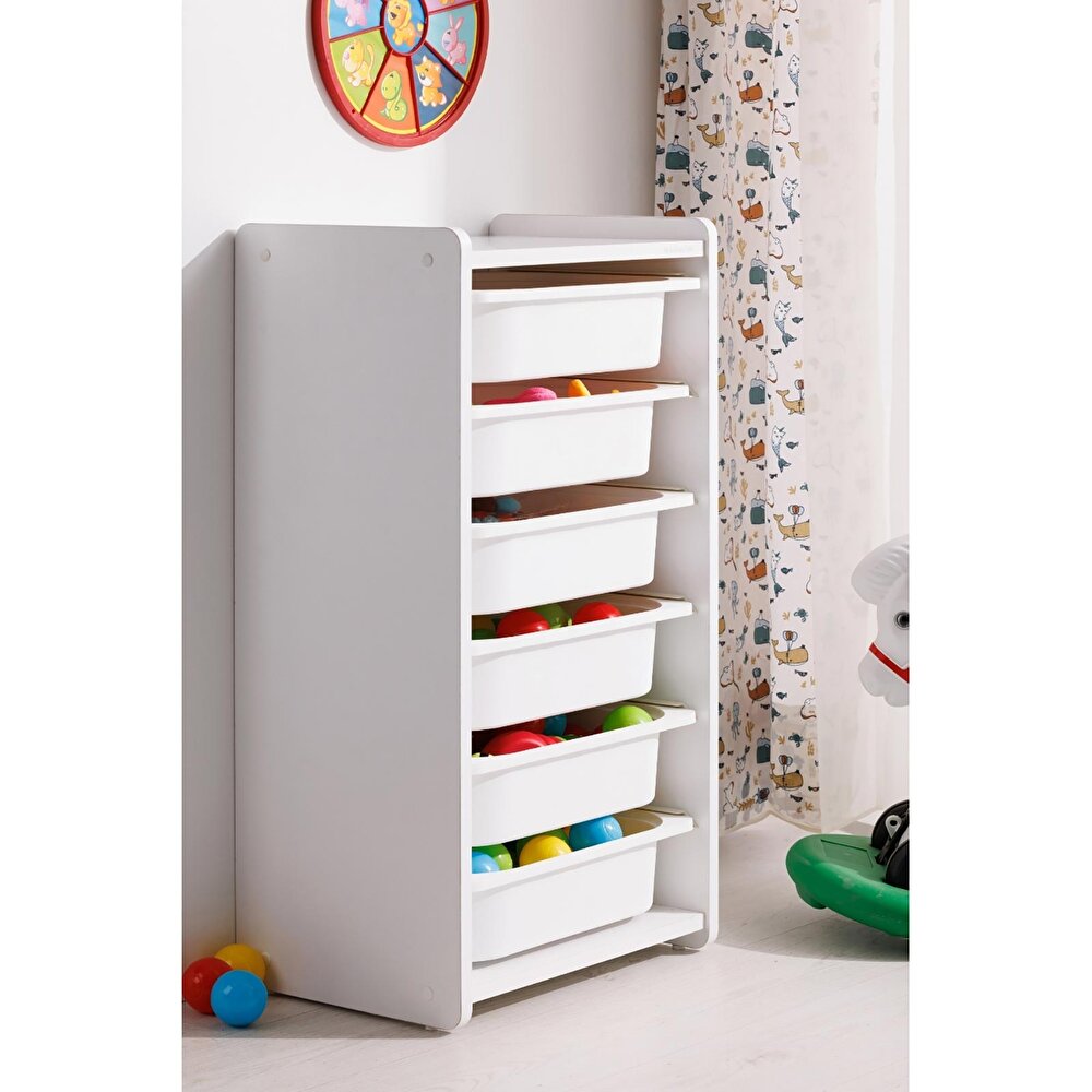 Çocuk Oyuncak Dolabı 6 Çekmeceli Beyaz