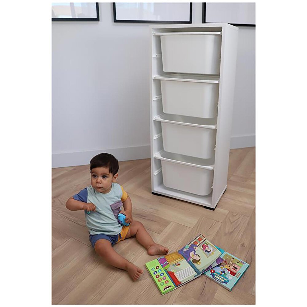 Çocuk Oyuncak Dolabı 6 Çekmeceli Beyaz