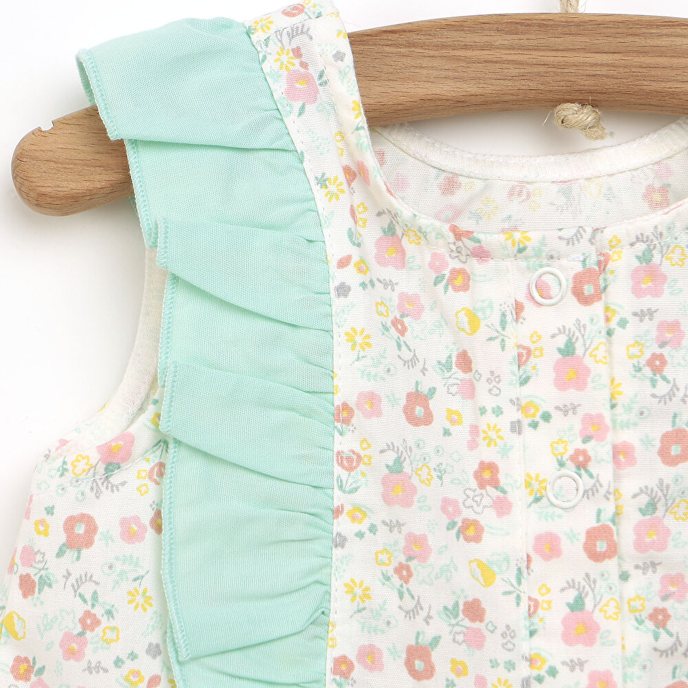 Colorful World Çiçekli Fırfırlı Barbatöz Kız Bebek