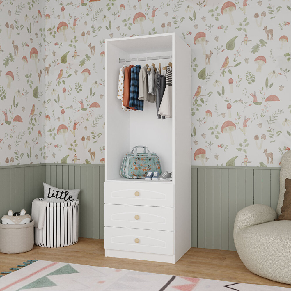 2 Kapılı ve 3 Çekmeceli Dolap Beyaz