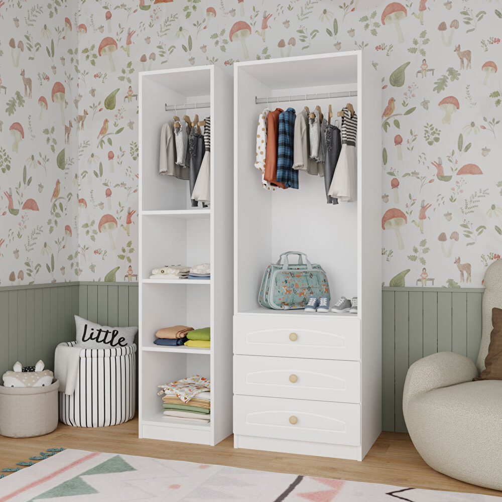 2 Kapılı ve 3 Çekmeceli Dolap Beyaz