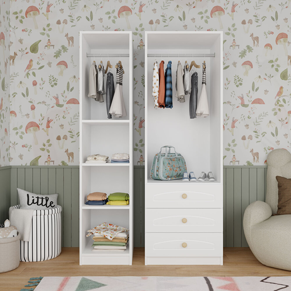 2 Kapılı ve 3 Çekmeceli Dolap Beyaz