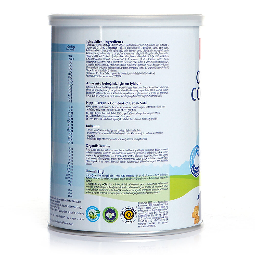 1 Organik Bebek Sütü 350 gr 0-6 Ay