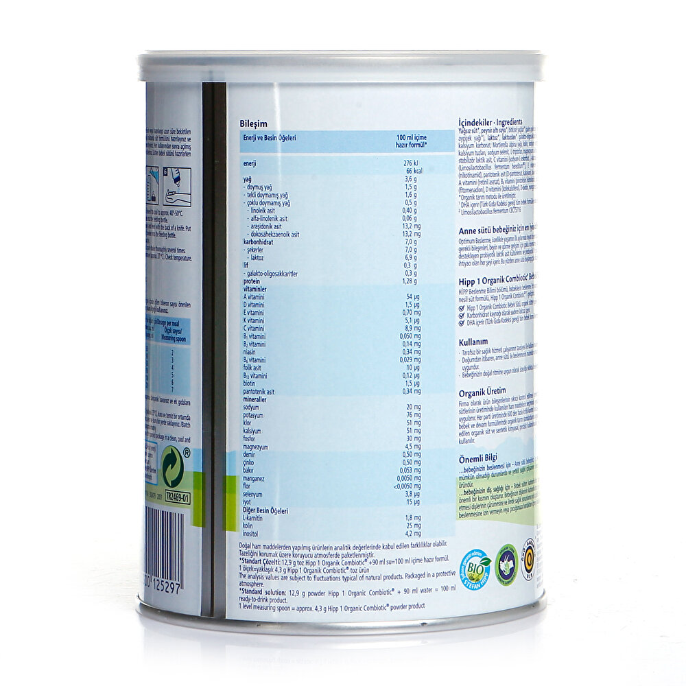 1 Organik Bebek Sütü 350 gr 0-6 Ay