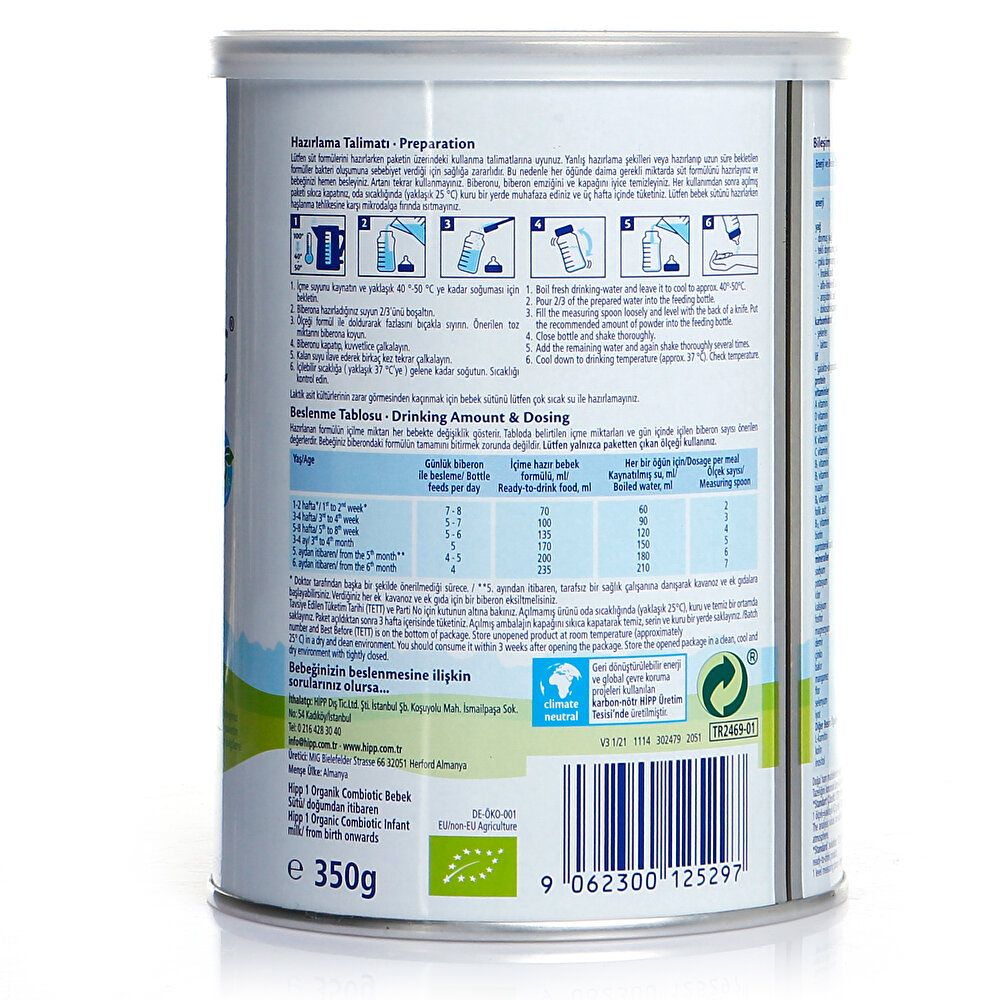 1 Organik Bebek Sütü 350 gr 0-6 Ay