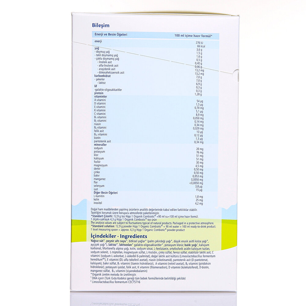 1 Organik Combiotic Bebek Sütü 800 gr 0-6 Ay