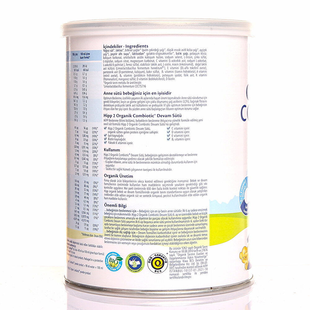 2 Organik Combiotic Devam Sütü 350 gr 6-12 Ay