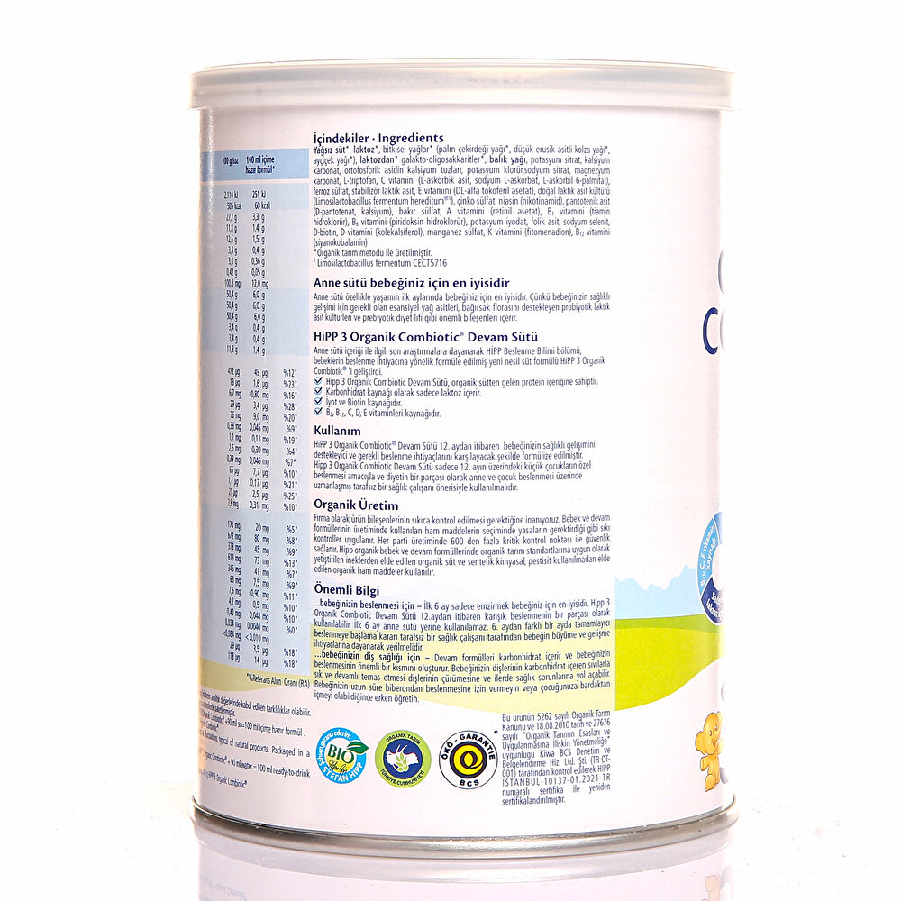 3 Organik Combiotic Devam Sütü 350 gr 1+ Yaş
