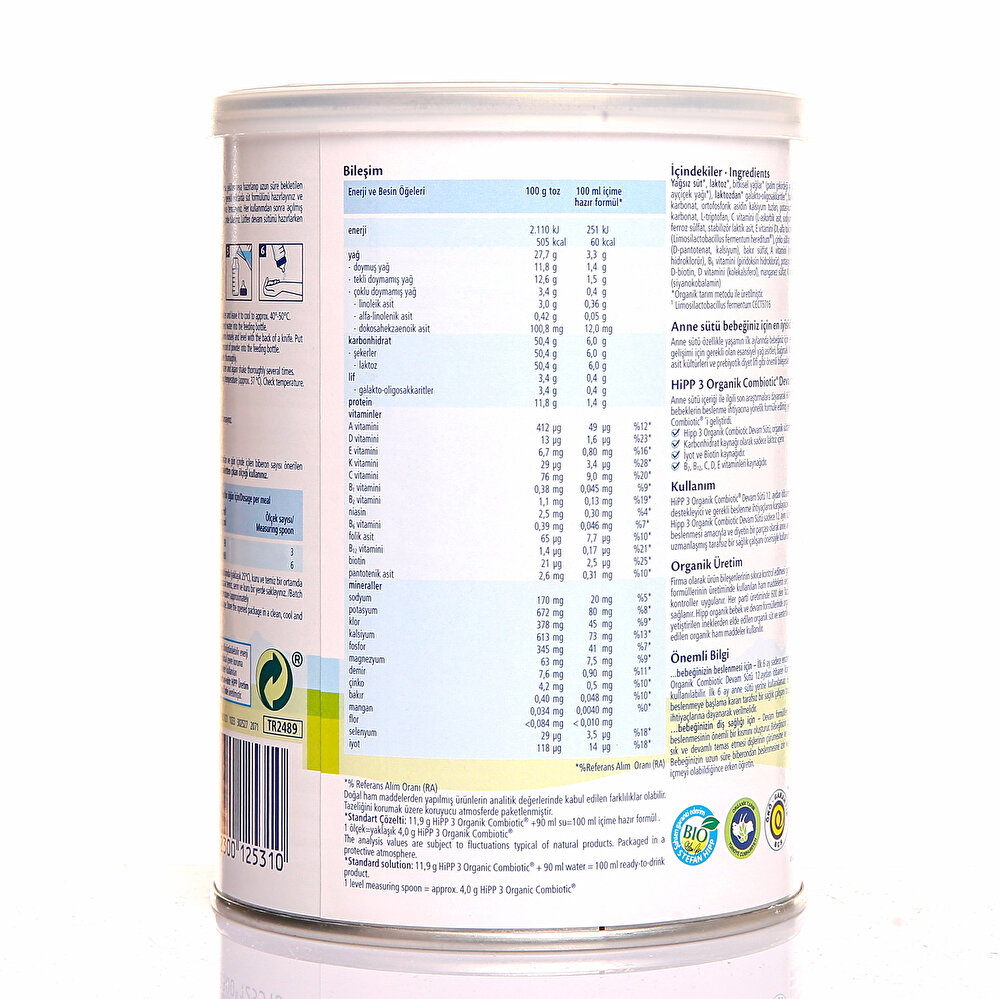 3 Organik Combiotic Devam Sütü 350 gr 1+ Yaş