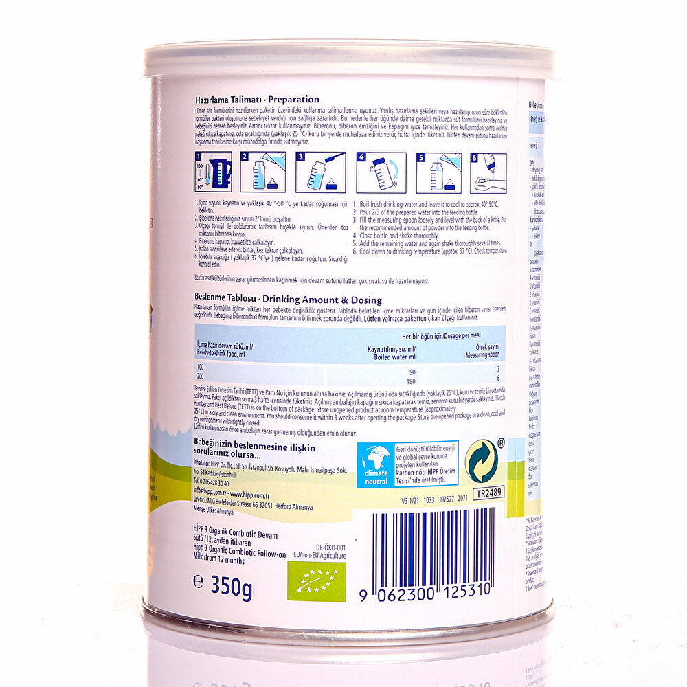 3 Organik Combiotic Devam Sütü 350 gr 1+ Yaş
