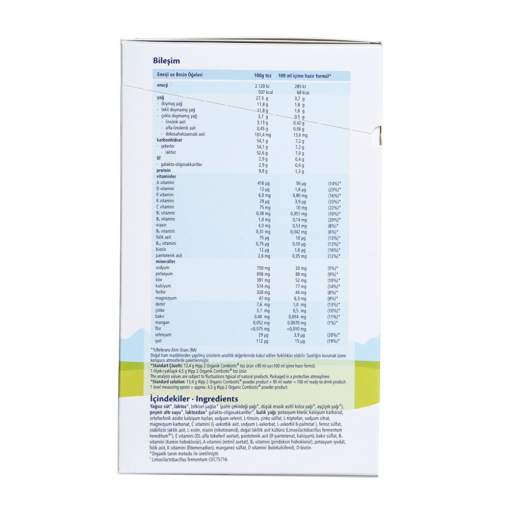 2 Organik Combiotic Devam Sütü 800 gr 6-12 Ay