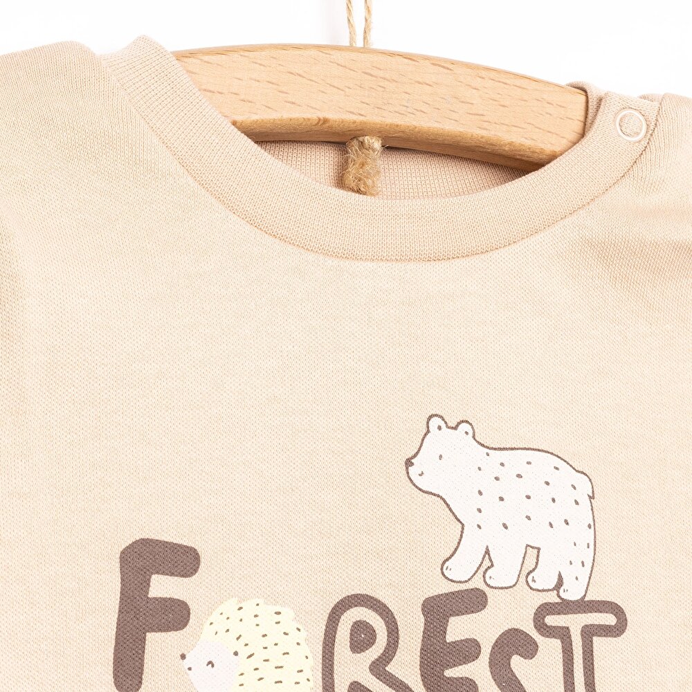 Bisiklet Yaka Ayı Desenli Pijama Takımı Erkek Bebek