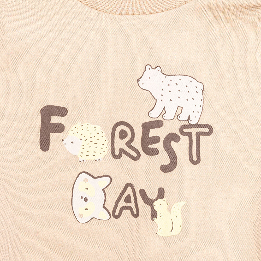 Bisiklet Yaka Ayı Desenli Pijama Takımı Erkek Bebek