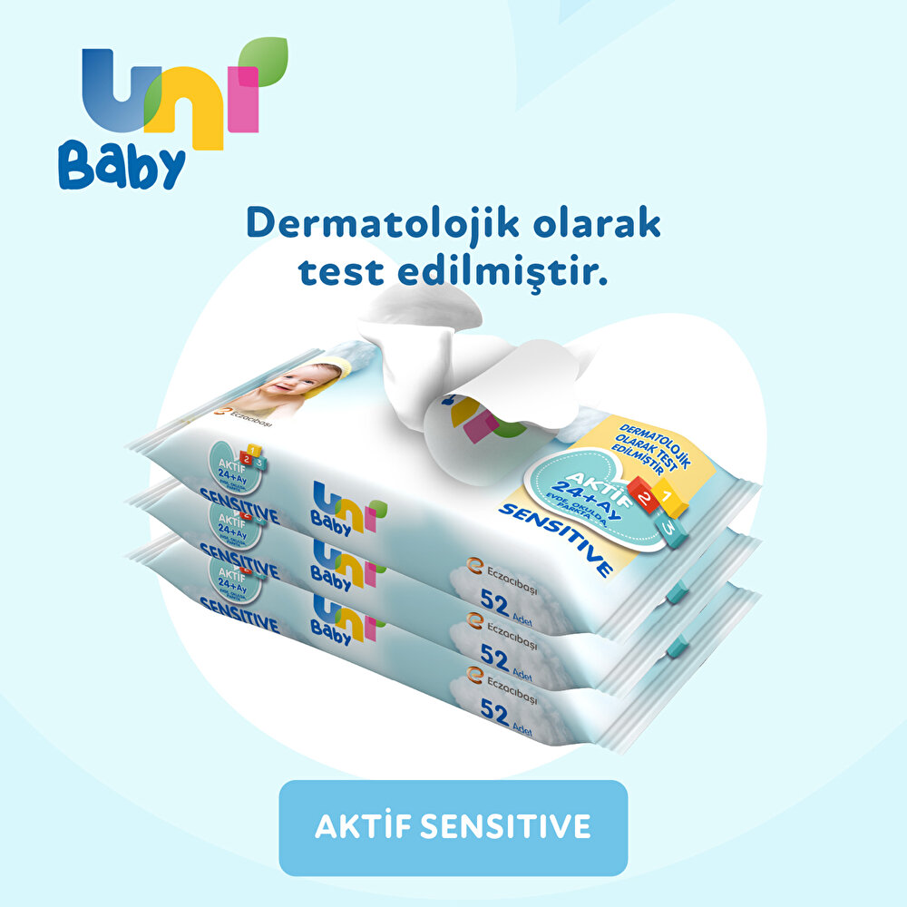 Aktif Sensitive Bebek Islak Mendil 24+ Ay 3x52 Adet