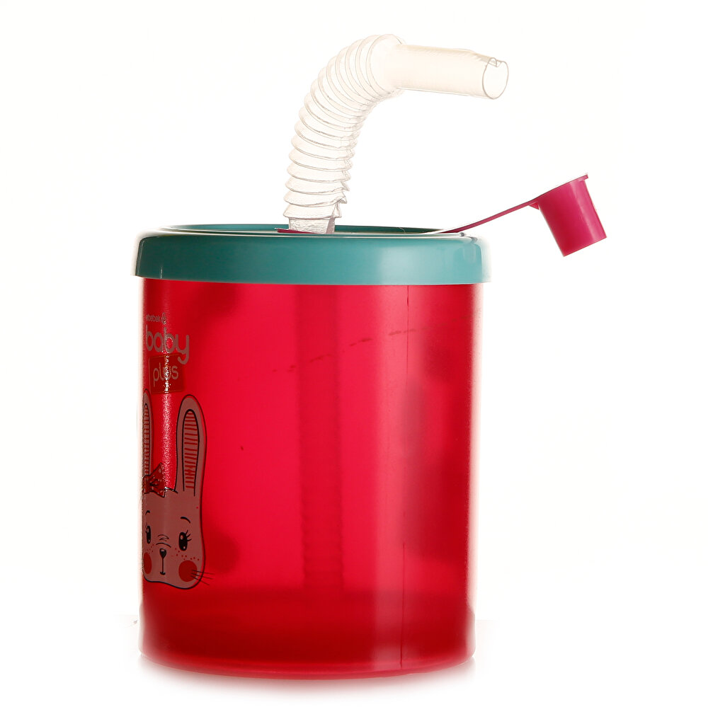 Desenli Pipetli Bardak 210 ml Pembe