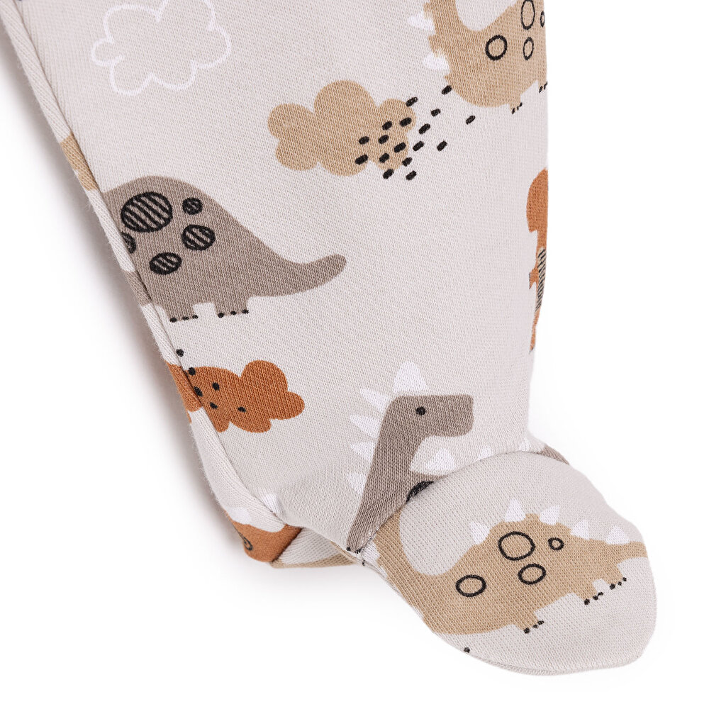 Dinazor Baskılı Yenidoğan Erkek Body-Patikli Alt-Şapka Erkek Bebek