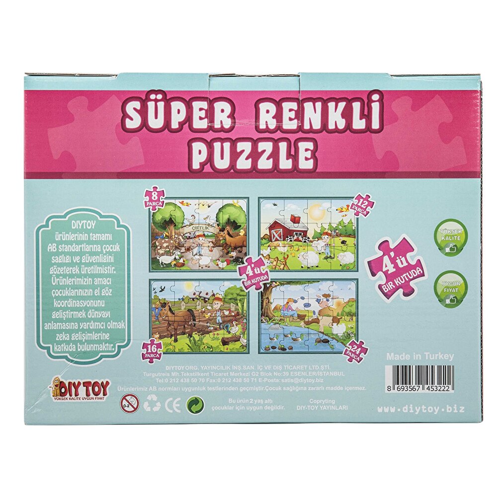 Dıy Toy Çiftlik Süper Renkli Puzzle 4 Adet Puzzle