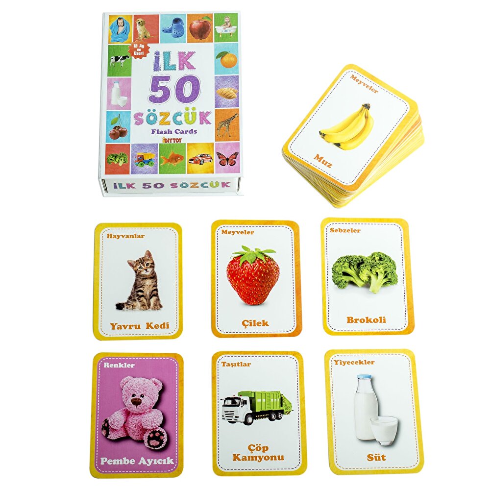 Dıy Toy İlk 50 Sözcük Bebek Eğitici Oyuncak Flash Cards