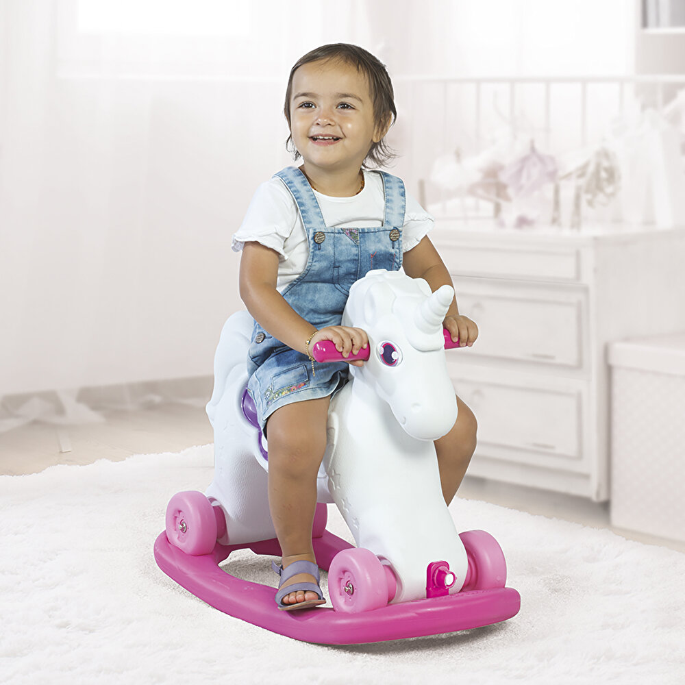 Oyuncak Unicorn Sallanan Tekerlekli At