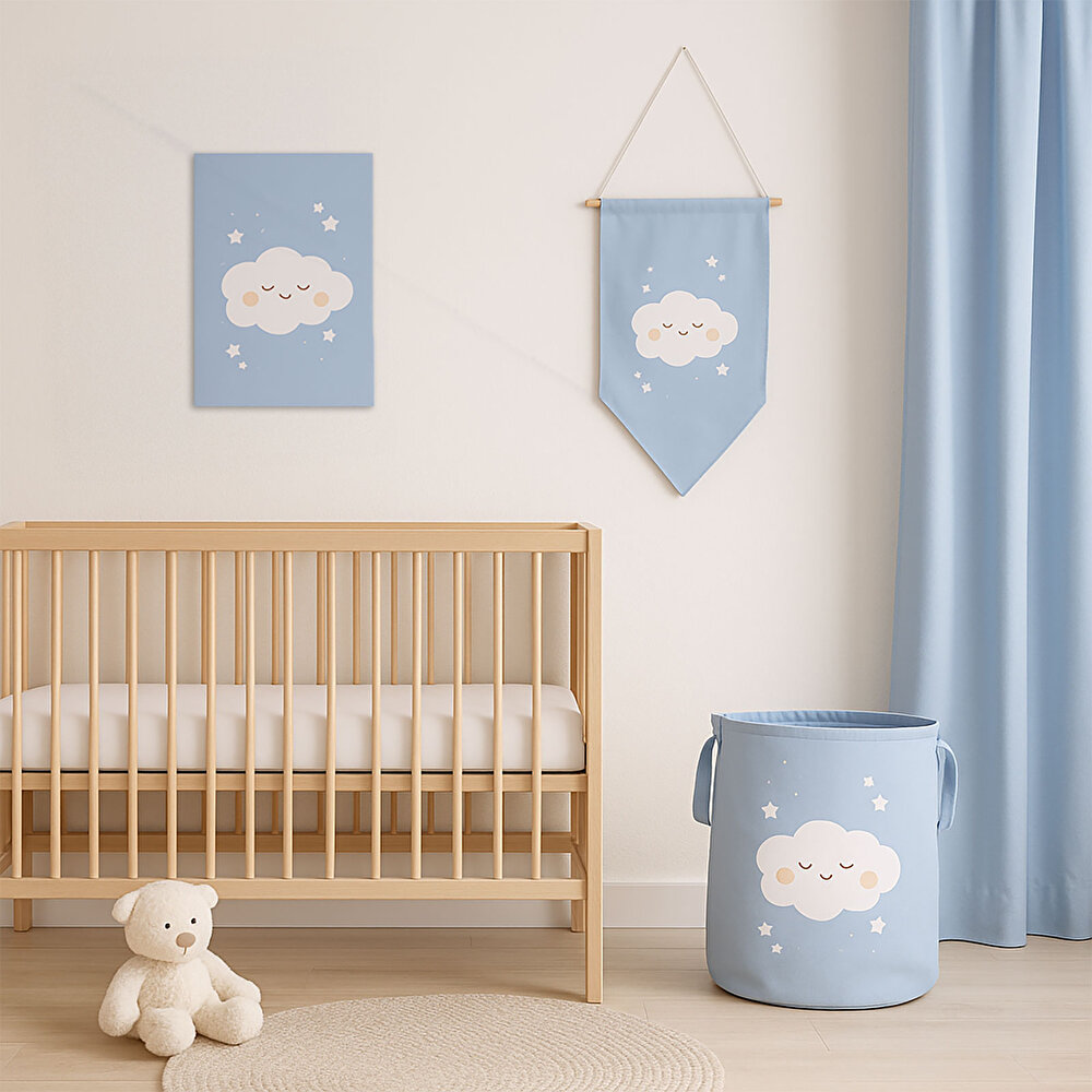 Bebek Odası Duvar Flama Mavi