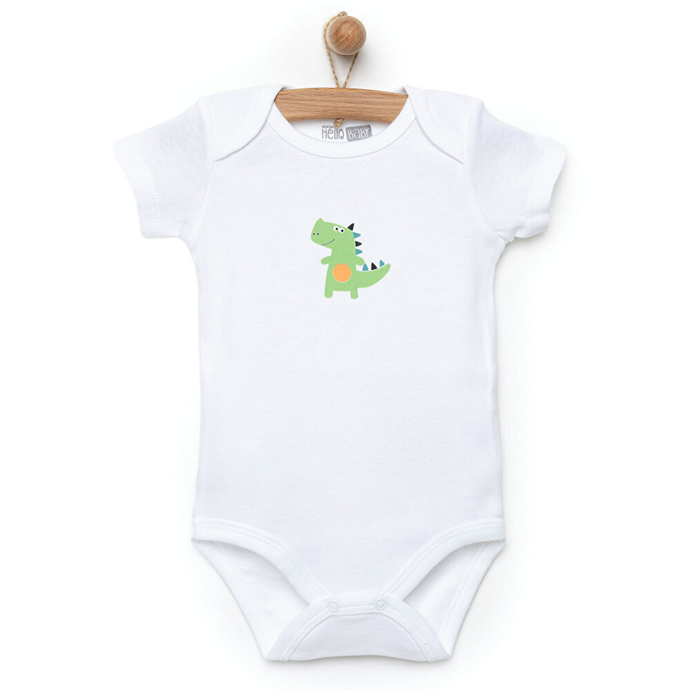 Düz Renk Grafik Baskılı Kısa Kol Body Unisex