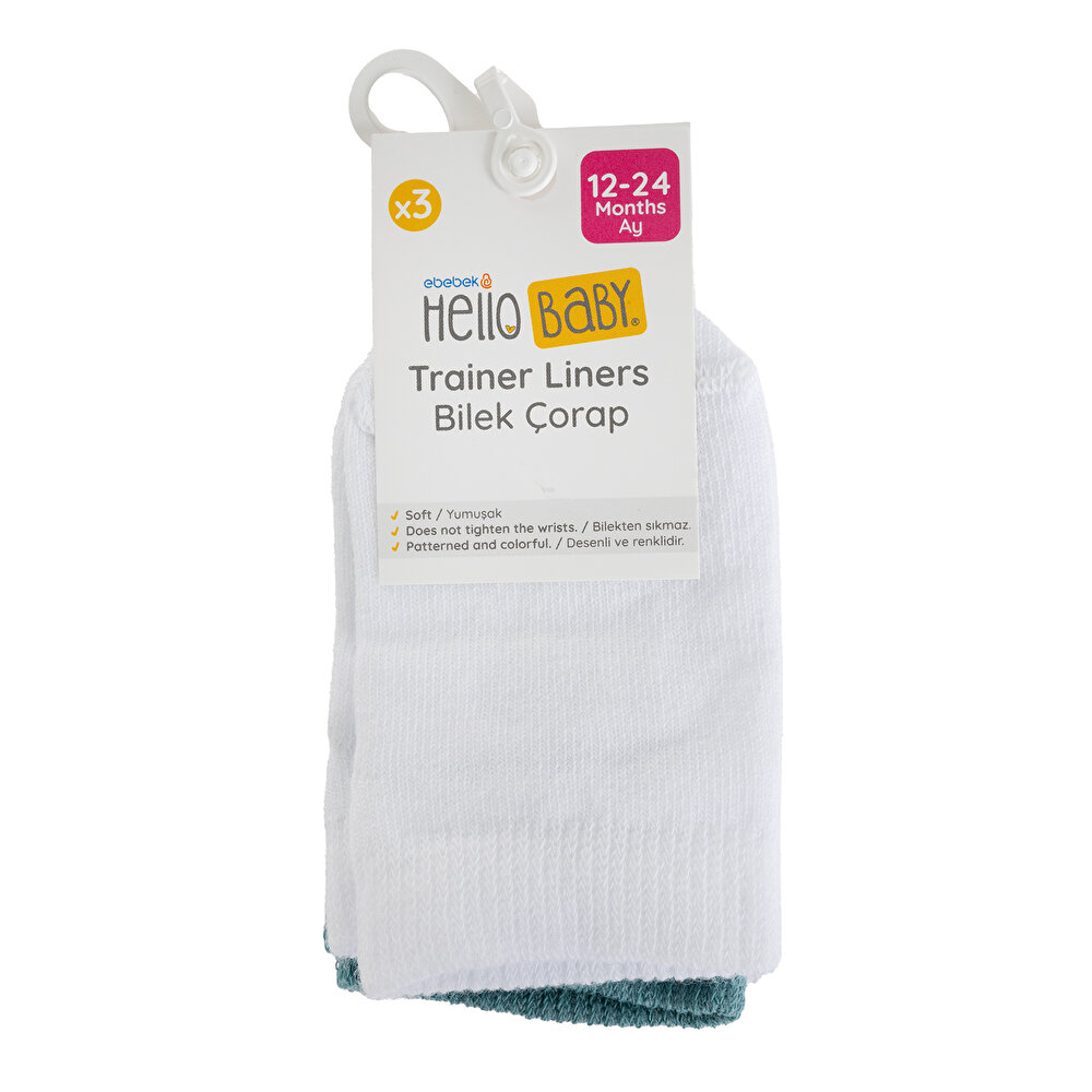 Düz Renkli Erkek 3'lü Bilek Çorap Erkek Bebek