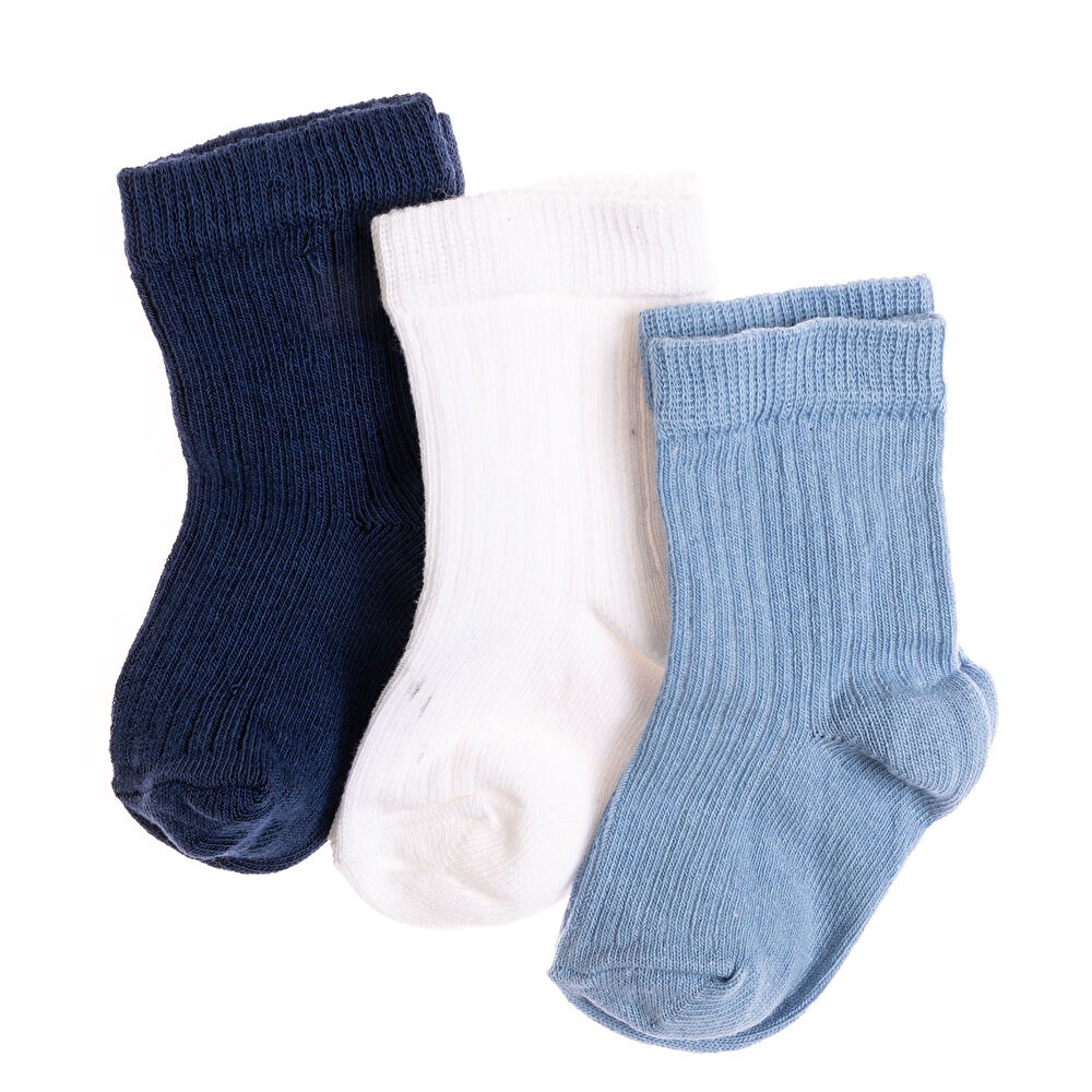 Düz Renkli Erkek 3lü Soket Çorap Erkek Bebek