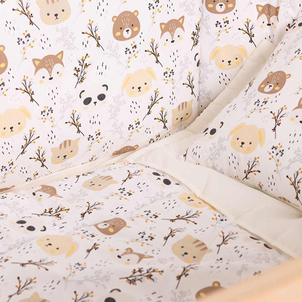 Ahşap Süper Oval Anne Yanı Asansörlü Beşik Naturel 70X140 cm