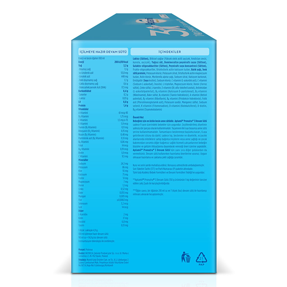 3 Devam Sütü 1000 gr 9-12 Ay