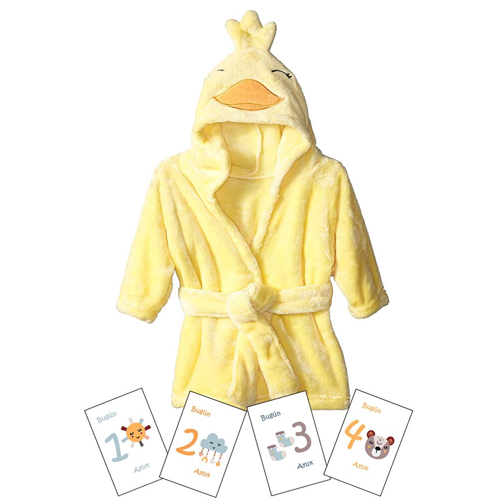Bebek Hediyelik Yenidoğan Bornoz %100 Pamuk Ve Aylık Konsept Anı Kart 12'li, Kız Baby Shower Hediye