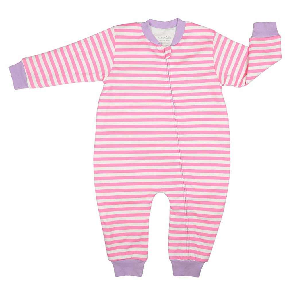 Kız Çizgi Desen Uyku Tulumu Fermuarlı 1TOG Bisiklet Yaka Ribanalı Paça Uzun Kol