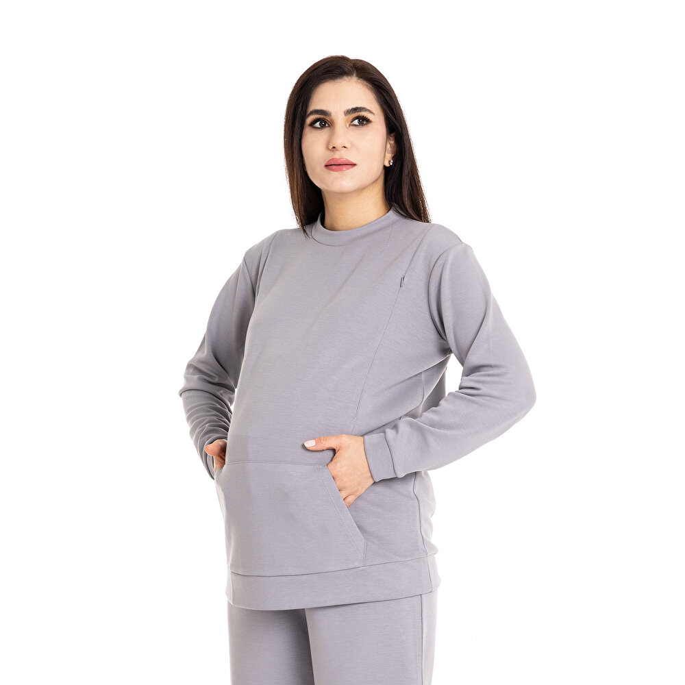 Emzirme Özellikli Hamile Sweatshirt Anne Giyim