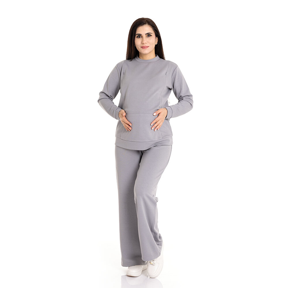 Emzirme Özellikli Hamile Sweatshirt Anne Giyim