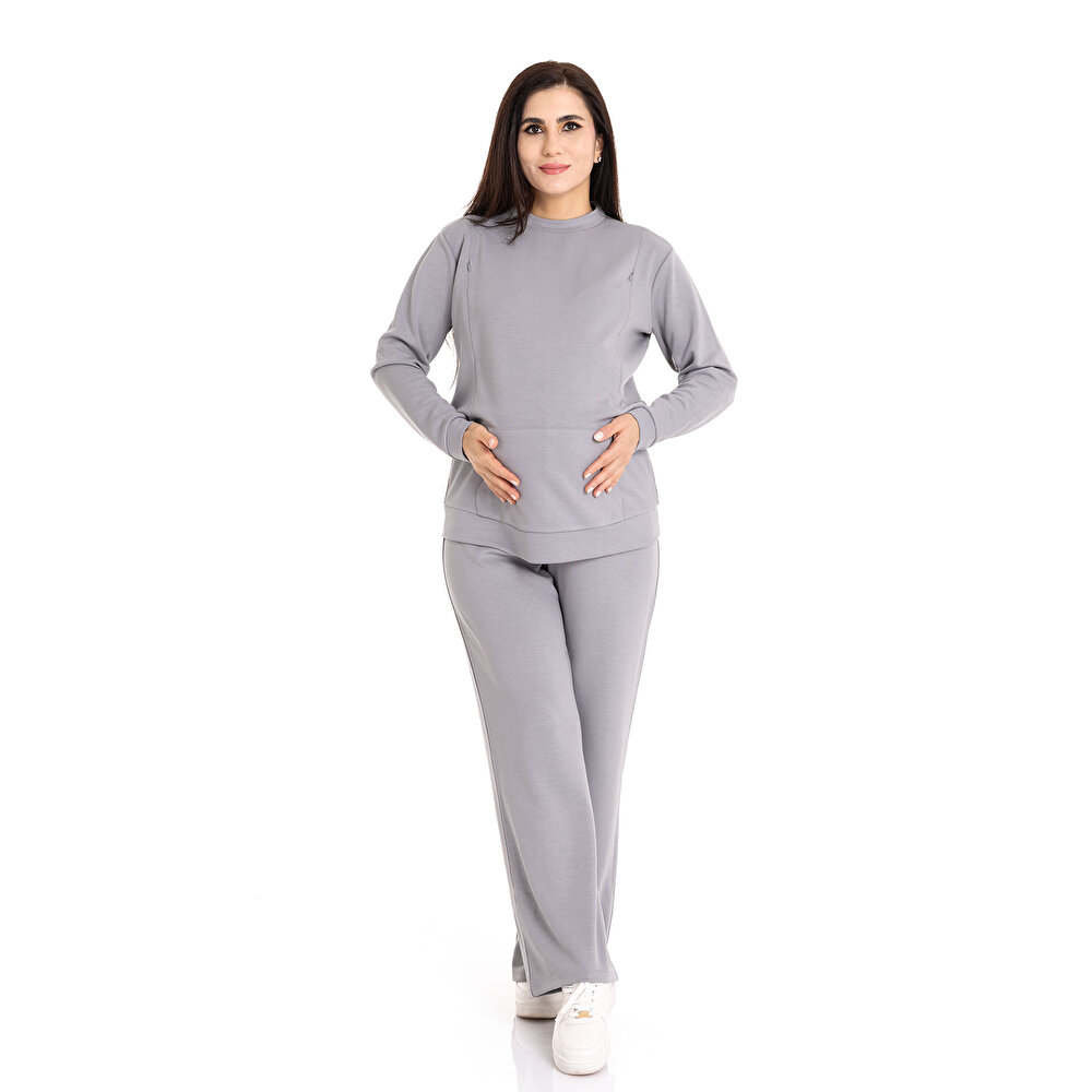 Emzirme Özellikli Hamile Sweatshirt Anne Giyim