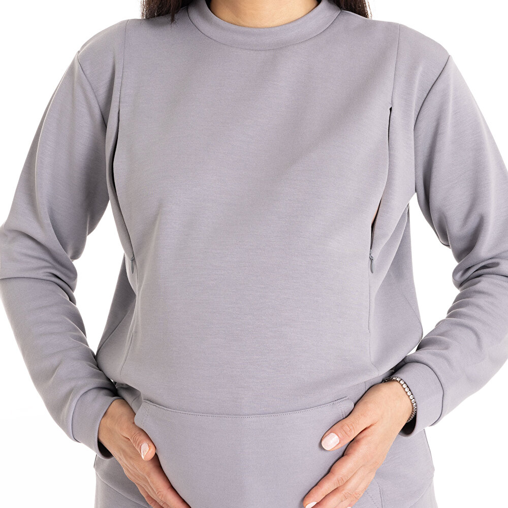 Emzirme Özellikli Hamile Sweatshirt Anne Giyim