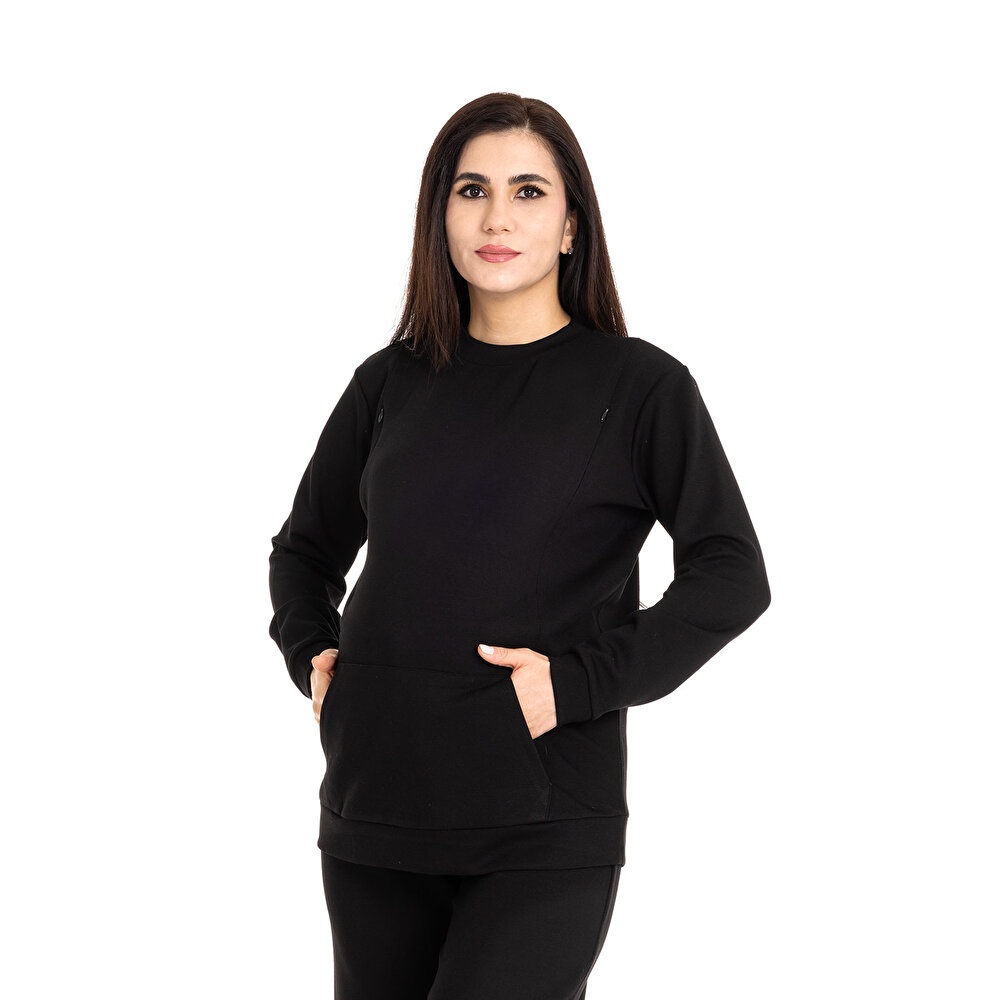 Emzirme Özellikli Hamile Sweatshirt Anne Giyim