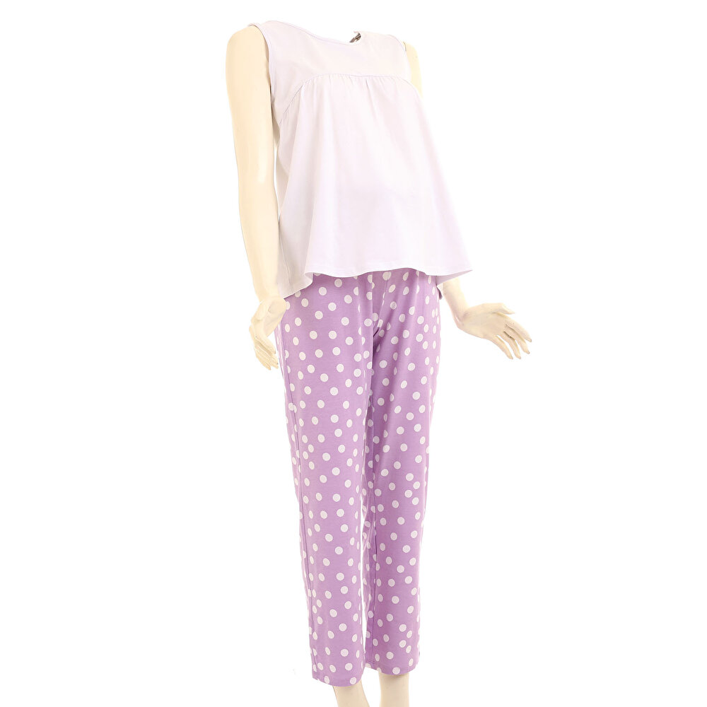 Emzirme Özellikli Kolsuz Pijama Takımı