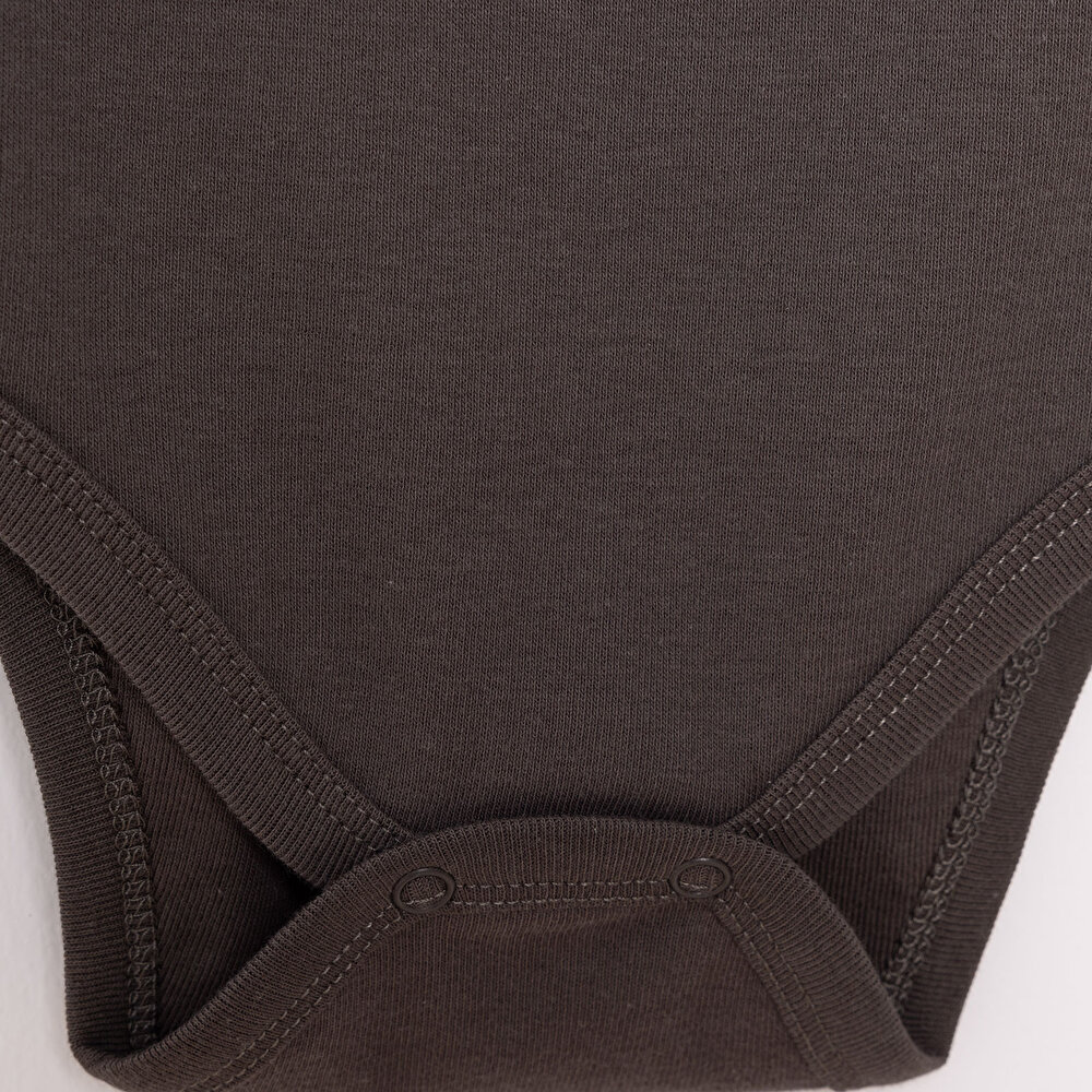 Erkek Bebek Body Hayvan Desenli Çıtçıtlı Zıbın Uzun Kol Koyu Gri