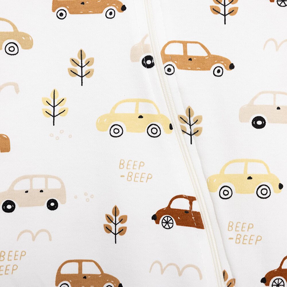 Erkek Araba Desenli Fermuarlı Patiksiz Tulum Erkek Bebek