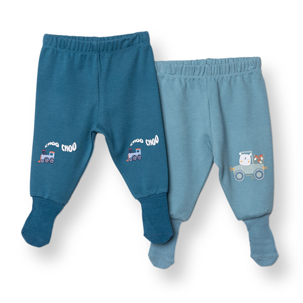 Erkek Bebek 2li Çoraplı Pantolon İnterlok