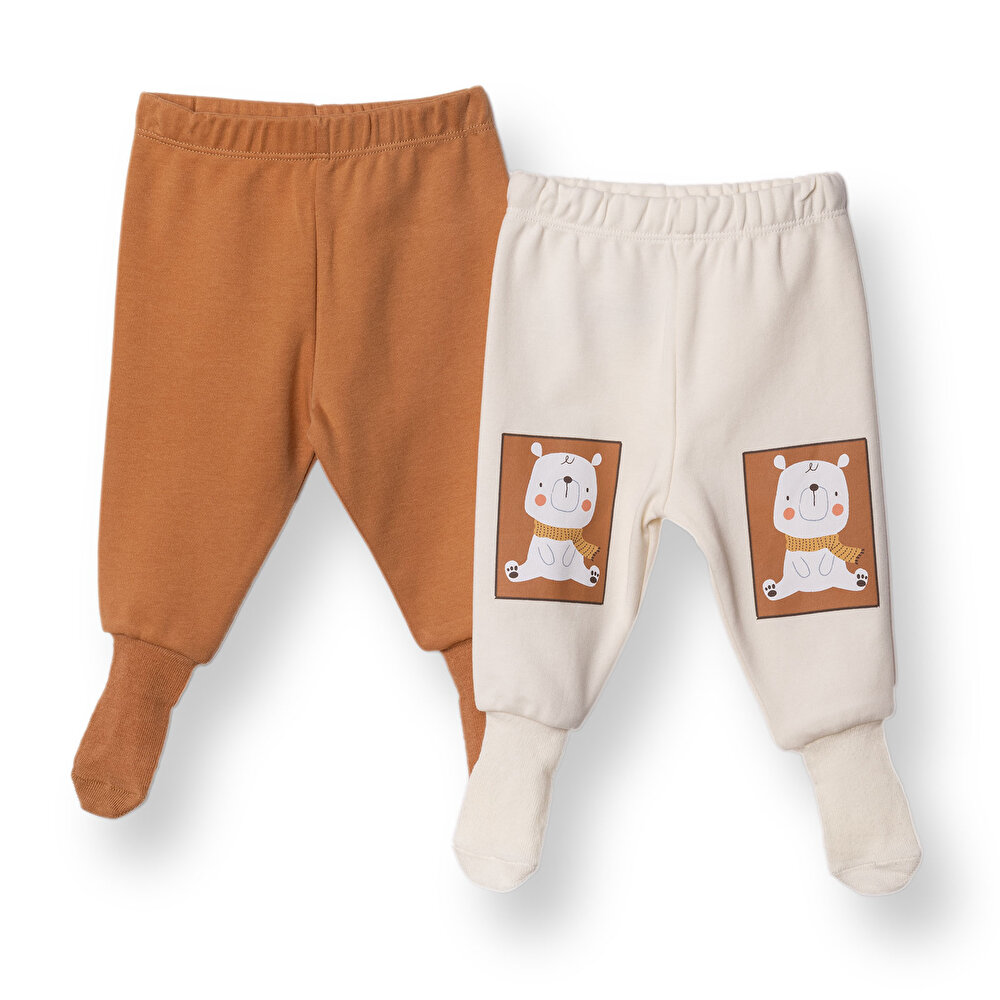 Erkek Bebek 2li Çoraplı Pantolon İnterlok
